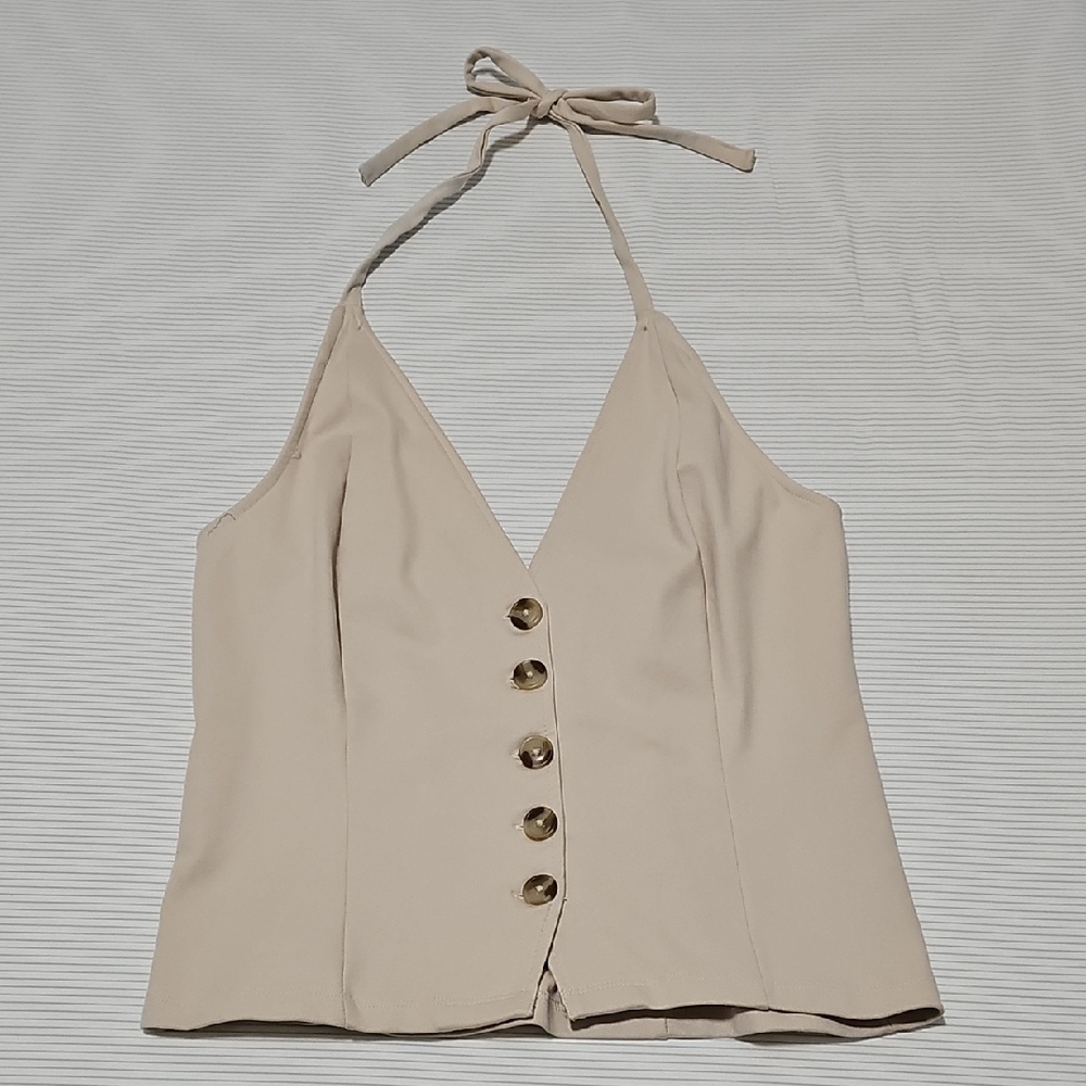 Anthropologie Elegant Cream Halter Top